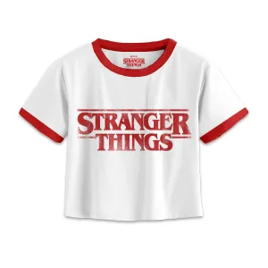 Netflix Stranger Things Distressed Logo SuperHeroes Inc. Cropped Shirt maternity dresses promo