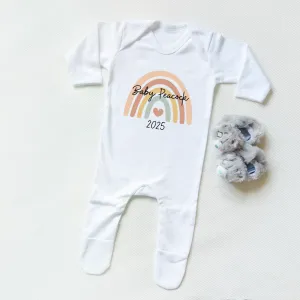 New Arrival 2025 Rainbow Personalised White Sleepsuit cheap baby clothes online