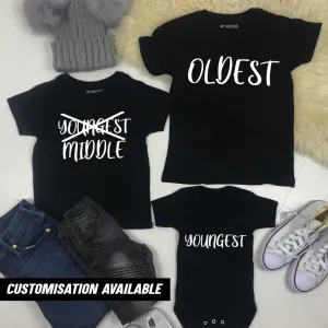 New Sibling Oldest/Youngest/Middle Black Set girls dresses outlet
