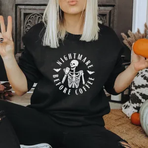 Nightmare Before Coffee Halloween Sweatshirt mum jeans promo