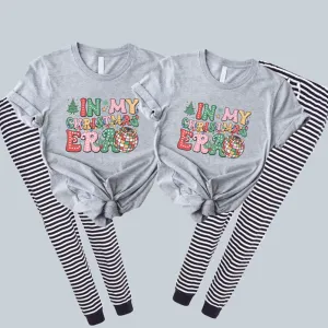 North Pole In My Christmas Era Matching T-shirt & Navy Stripe Pyjama Set- Grey pregnancy clothes clearance