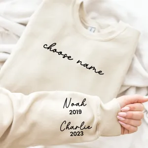 On My Sleeve Choose Your Name Personalised Sweatshirt Auntie Clothing - trendy auntie clothes sale