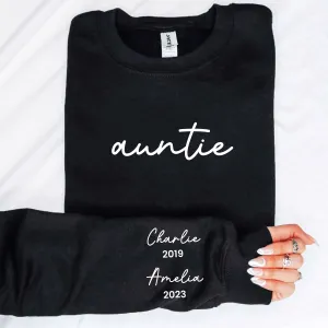 On My Sleeve Personalised Auntie Sweatshirt Auntie Clothing - auntie fashion outlet