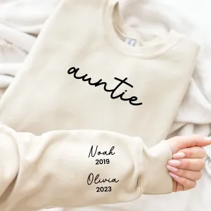 On My Sleeve Personalised Auntie Sweatshirt Auntie Clothing - auntie fashion outlet