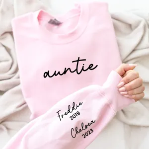 On My Sleeve Personalised Auntie Sweatshirt Auntie Clothing - auntie fashion outlet