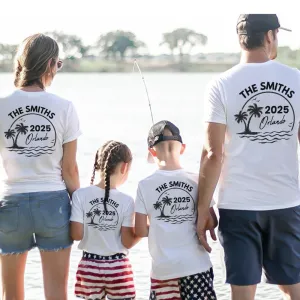 On Our Hols 25 - Personalised Back Logo Family Matching T-Shirts- White dad fashion outlet