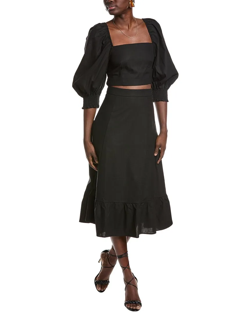 o.p.t 2pc Lilou Linen-Blend Top & Skirt Set