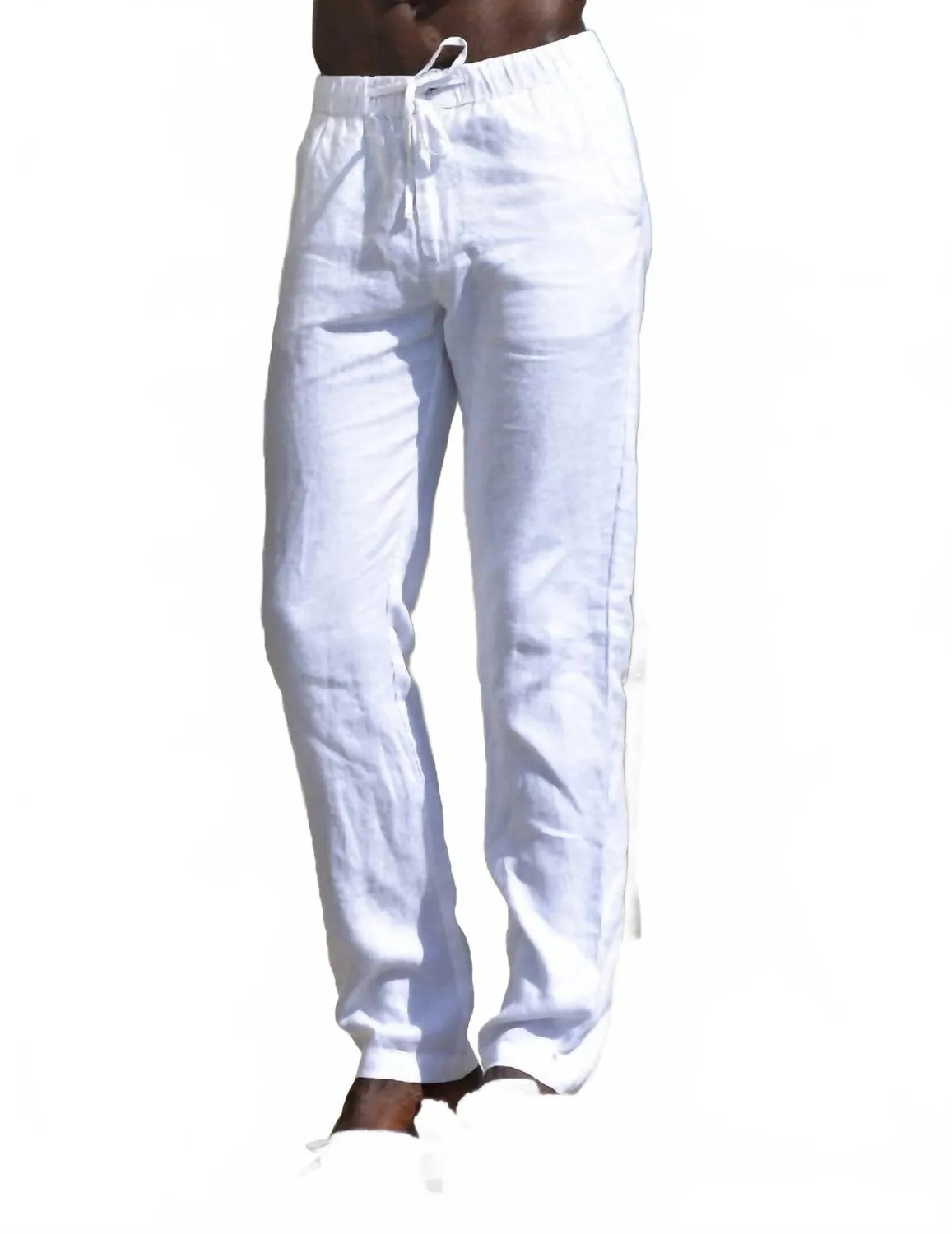 Palm Grove Linen Pants In White
