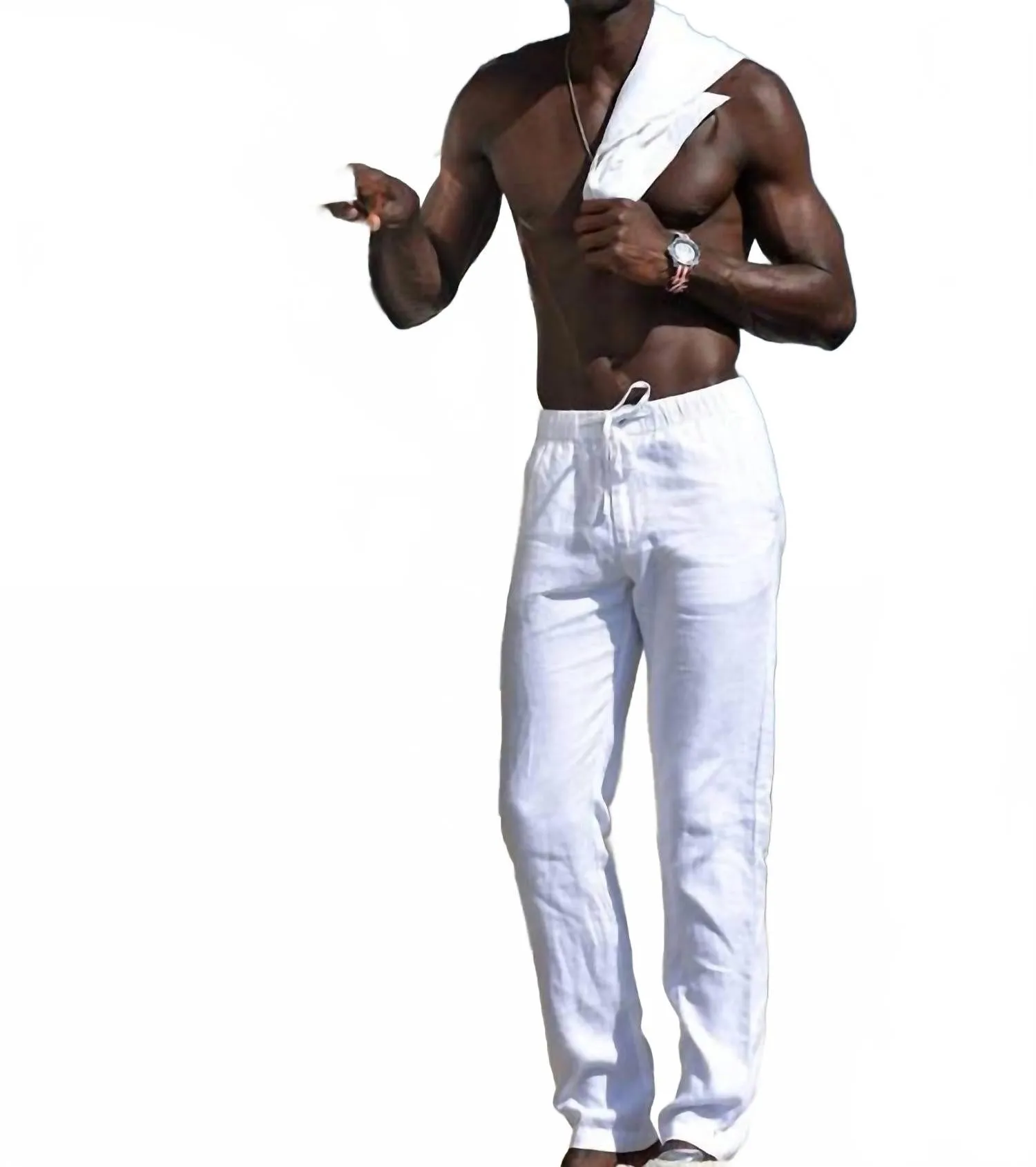 Palm Grove Linen Pants In White