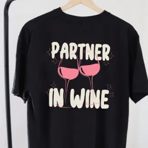 Partner In Wine Women's Front & Back Graphic T-Shirt pregnancy jeans best price