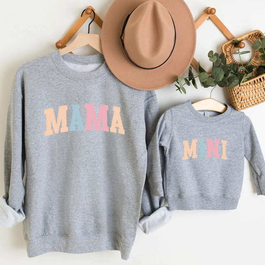 Pastel Mama & Mini College Matching Grey Sweatshirts baby bump outfits discount