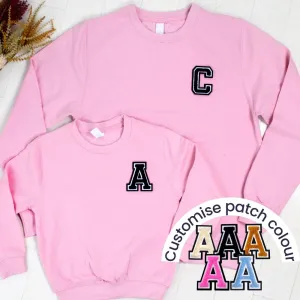 Patch 22 Baby Pink Matching Initial Sweatshirts girls skirts clearance
