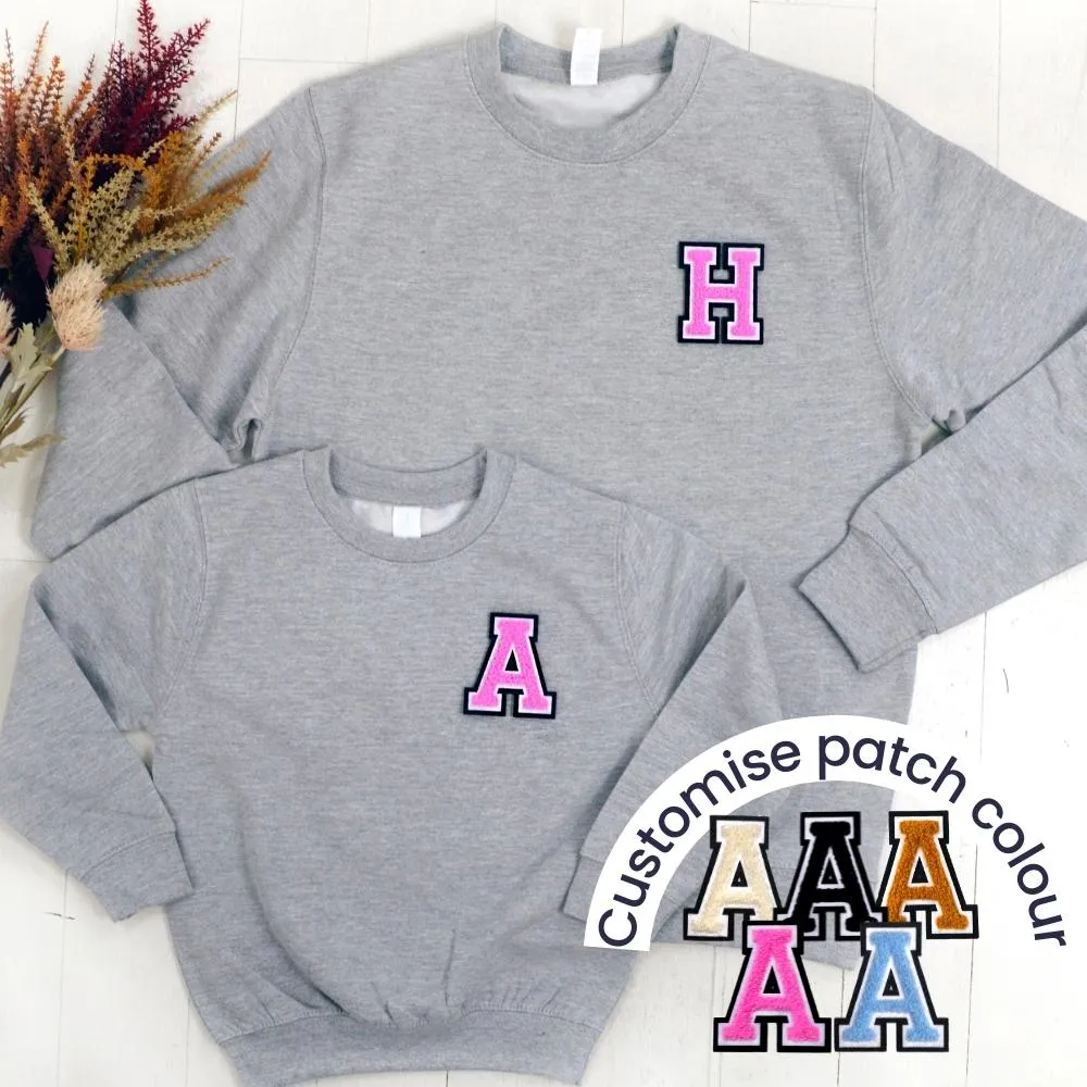 Patch 22 Heather Grey Matching Initial Sweatshirts breastfeeding tops cheap
