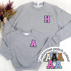 Patch 22 Heather Grey Matching Initial Sweatshirts breastfeeding tops cheap