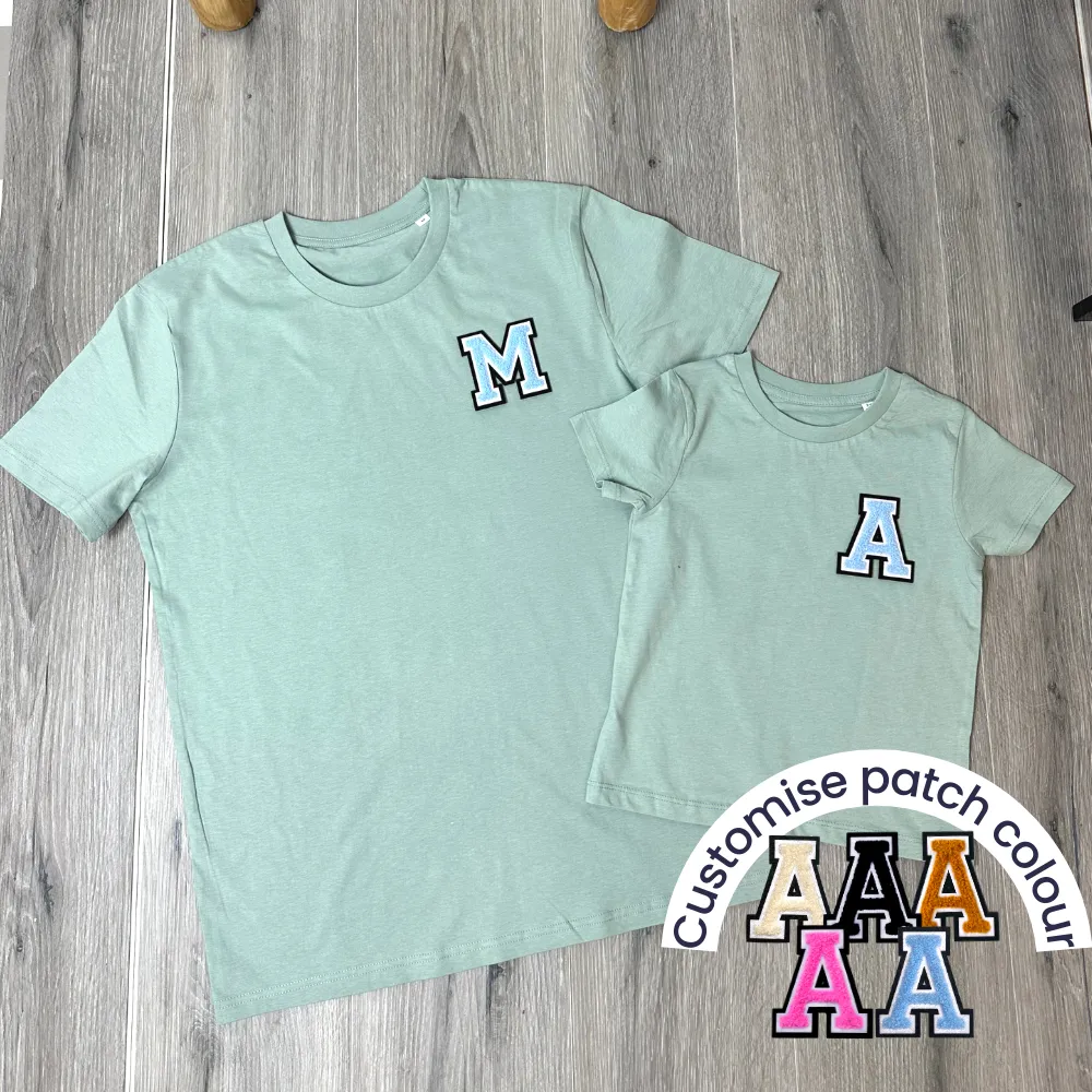 Patch 22 Matching Initial T-Shirts- Jade Green
