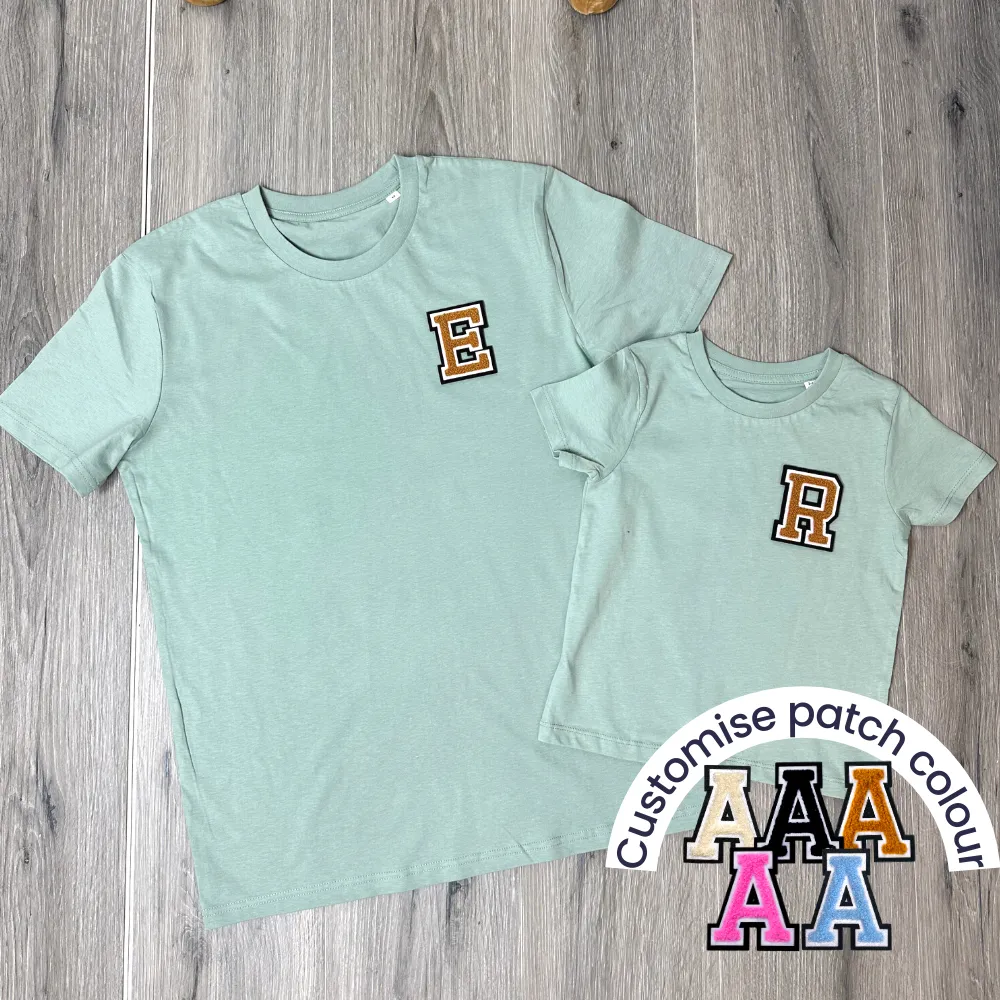 Patch 22 Matching Initial T-Shirts- Jade Green