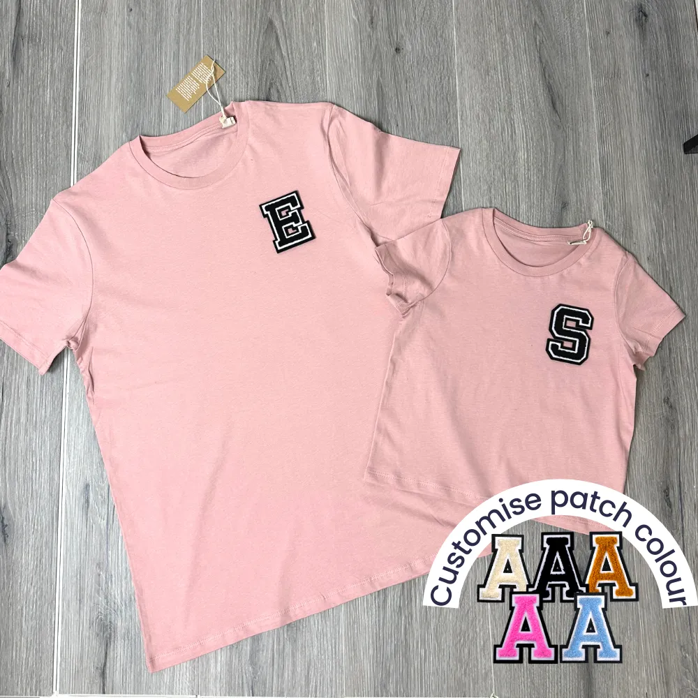 Patch 22 Matching Initial T-Shirts- Petal Rose