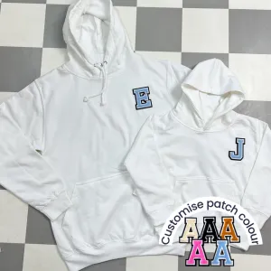 Patch 22 Matching Personalised Initial Hoodies- White mum jeans promo