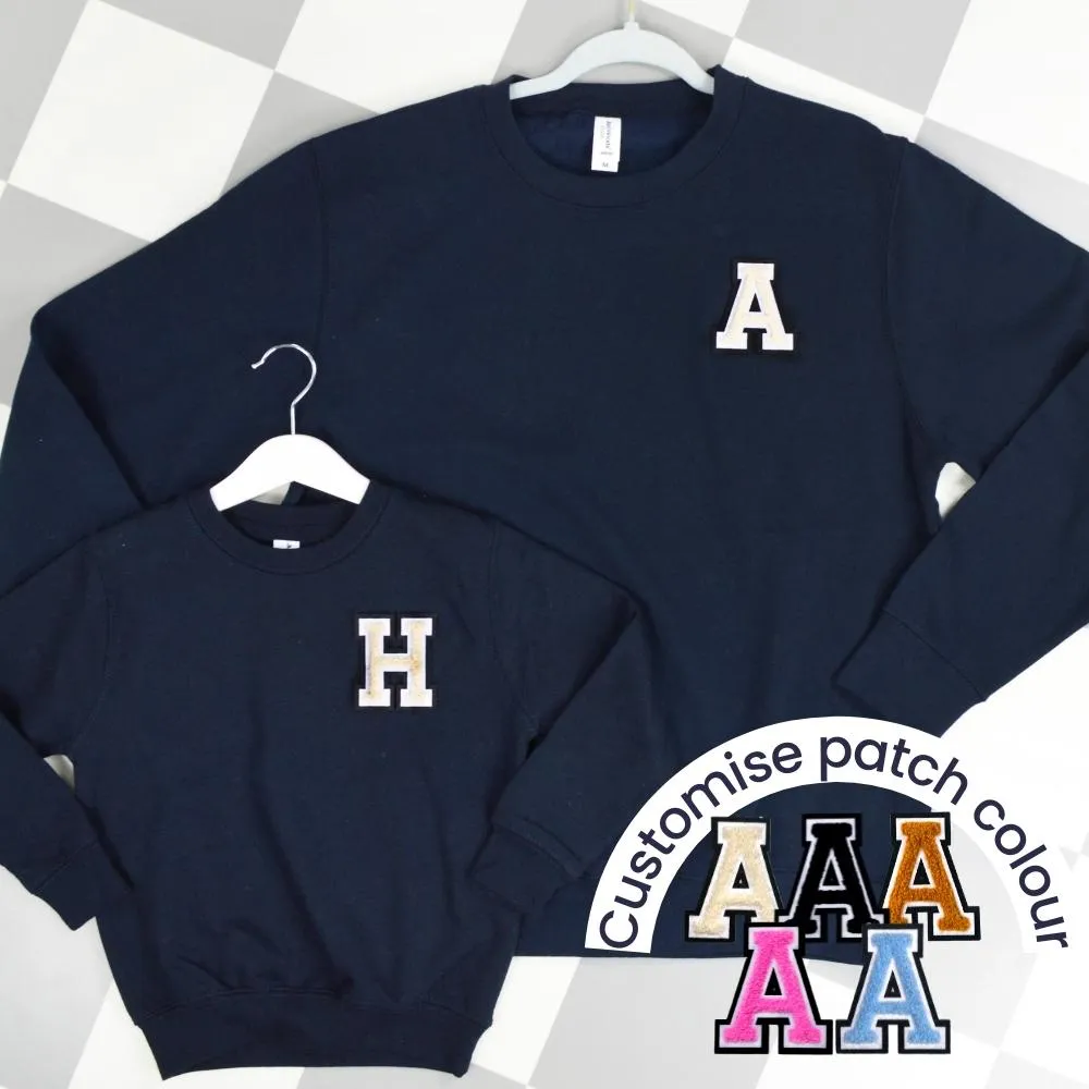 Patch 22 Navy Matching Initial Sweatshirts breastfeeding tops cheap