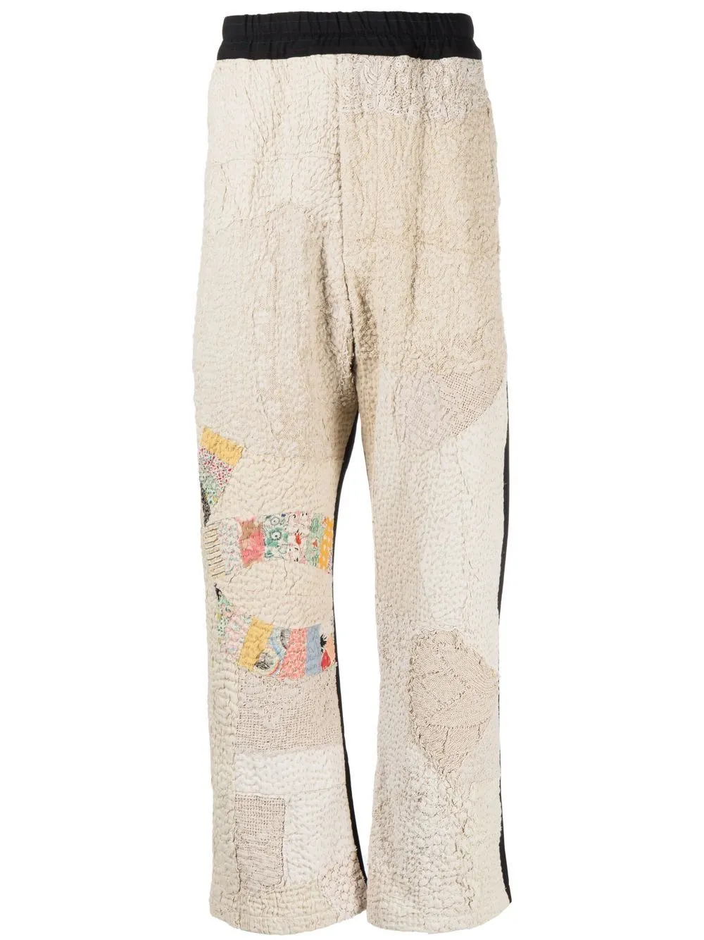 Patchwork-Detail Two-Tone Trousers cheap bottoms online shop