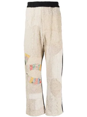 Patchwork-Detail Two-Tone Trousers cheap bottoms online shop