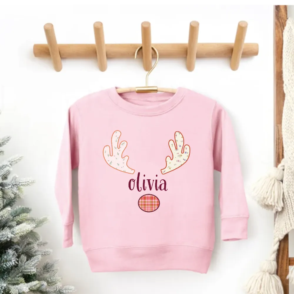 Patchwork Floral Reindeer Kids Sweatshirt discount girls tops