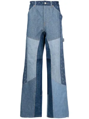 Patchwork Wide-Leg Jeans cheap bottoms online shop