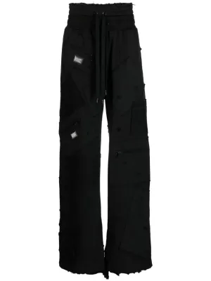 Patchwork Wide-Leg Track Pants cheap bottoms online shop