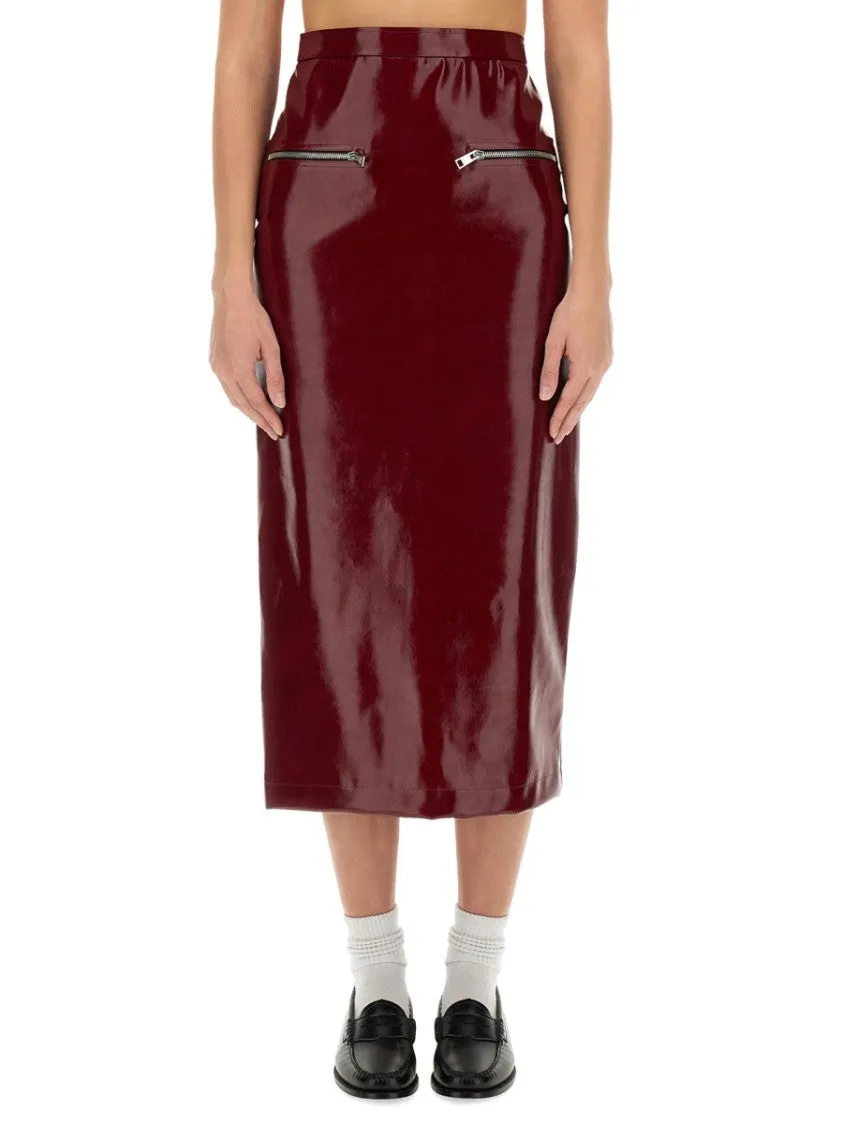 Patent Leather Midi Skirt