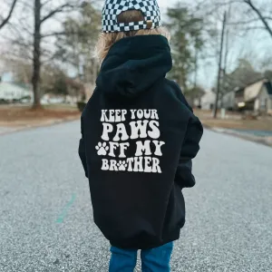 Paws Off My Brother Back Logo Kids Hoodie discount girls tops