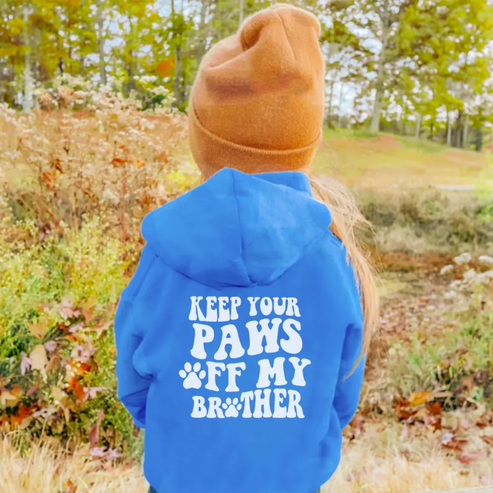 Paws Off My Brother Back Logo Kids Hoodie discount girls tops