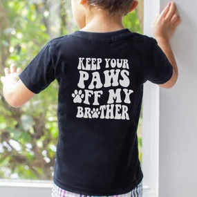 Paws Off My Brother Back Logo Kids T-Shirt boys wear best deals