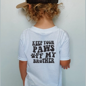 Paws Off My Brother Back Logo Kids T-Shirt boys wear best deals