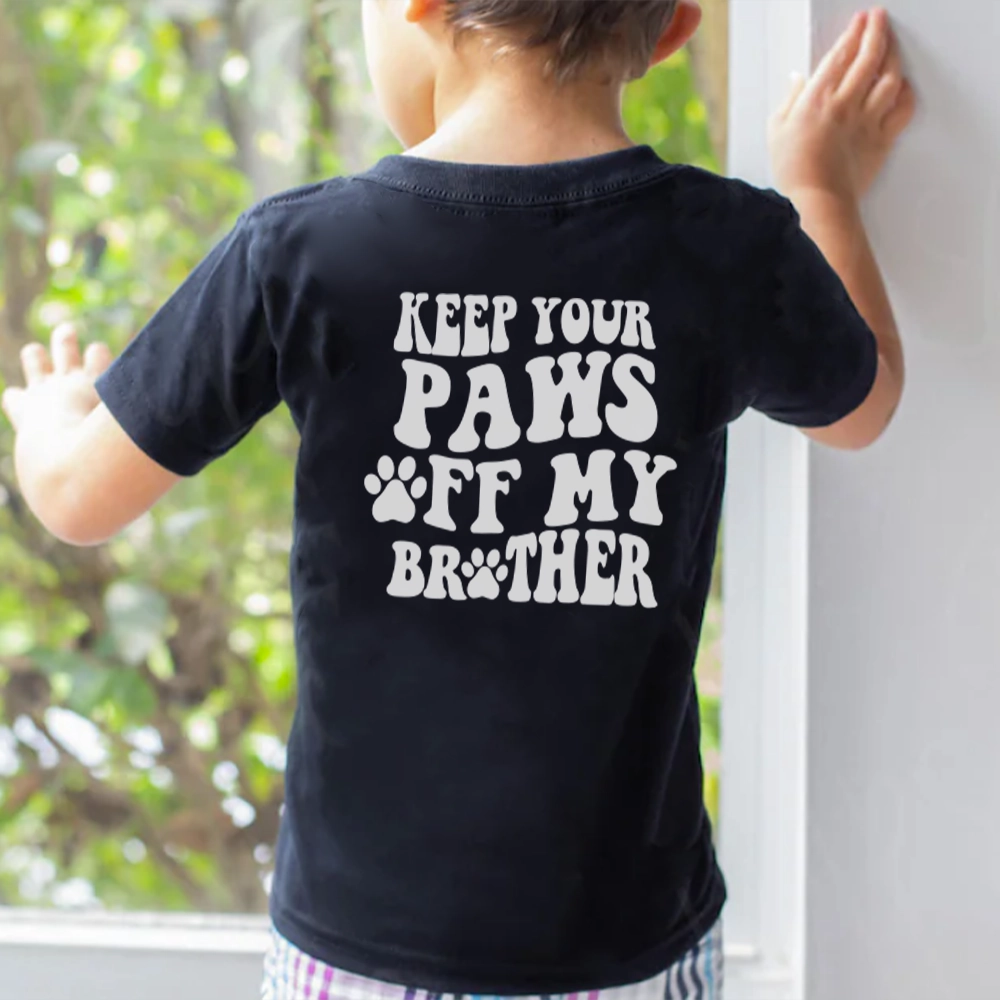 Paws Off My Brother Back Logo Kids T-Shirt boys wear best deals