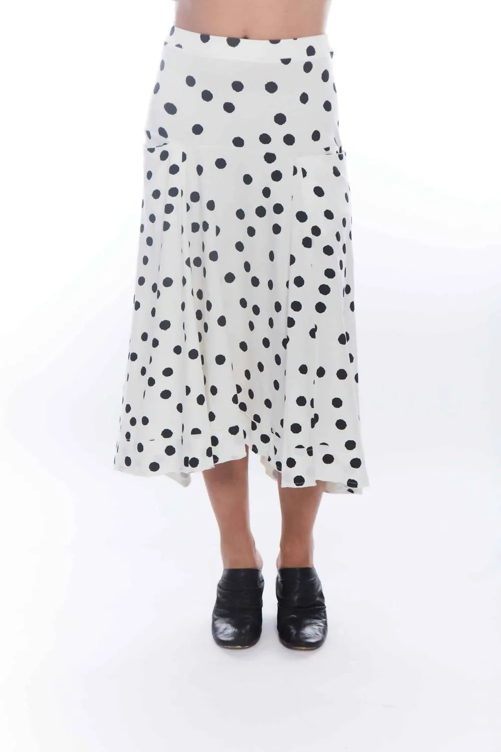 Payton Polka Dot Maxi Skirt In Ivory Mini Dots