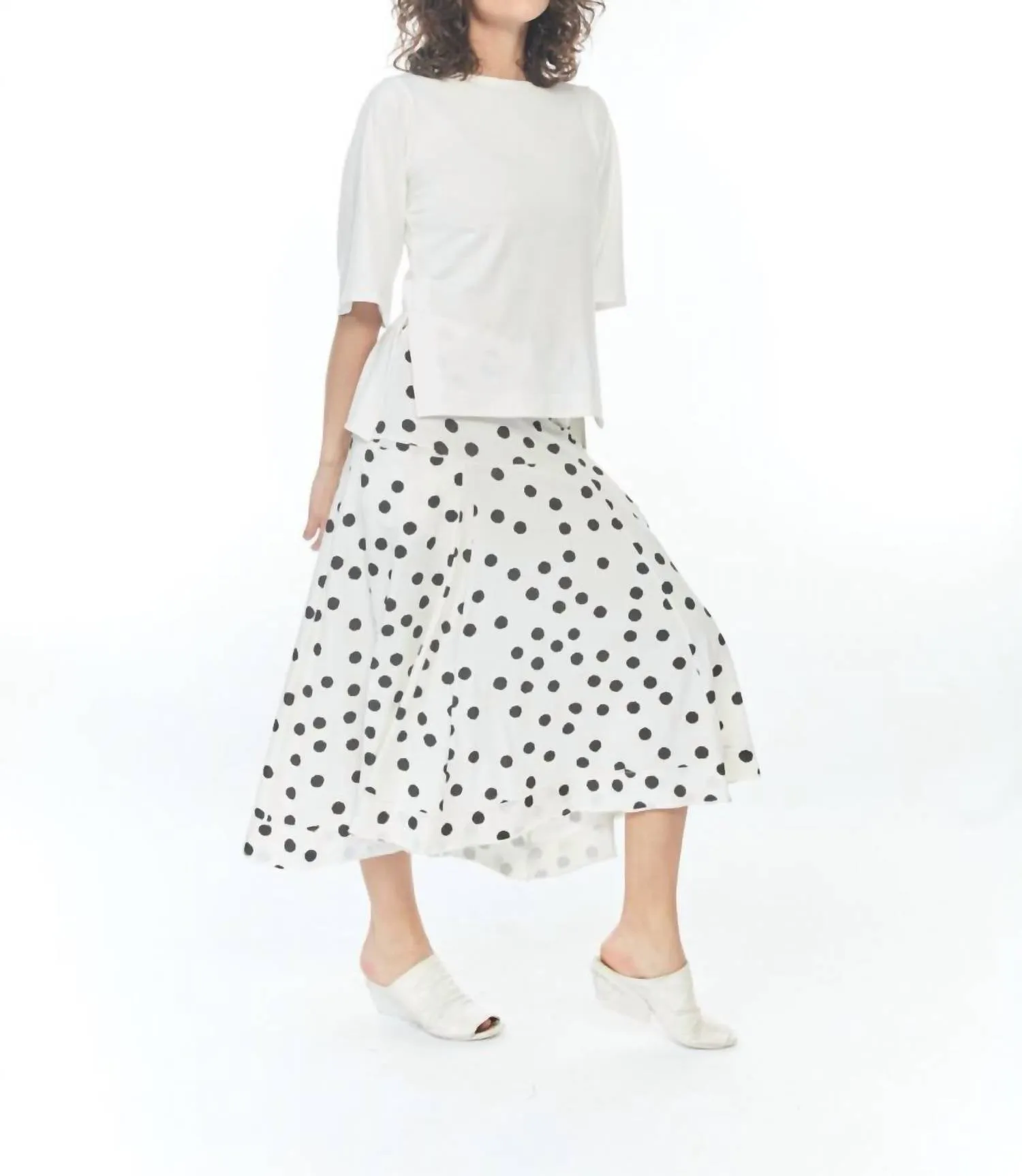 Payton Polka Dot Maxi Skirt In Ivory Mini Dots