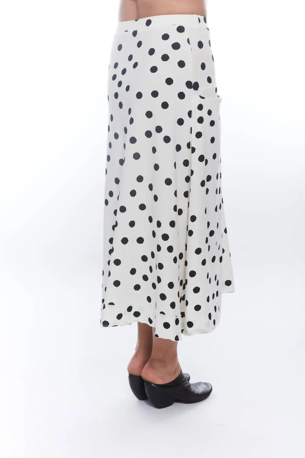 Payton Polka Dot Maxi Skirt In Ivory Mini Dots