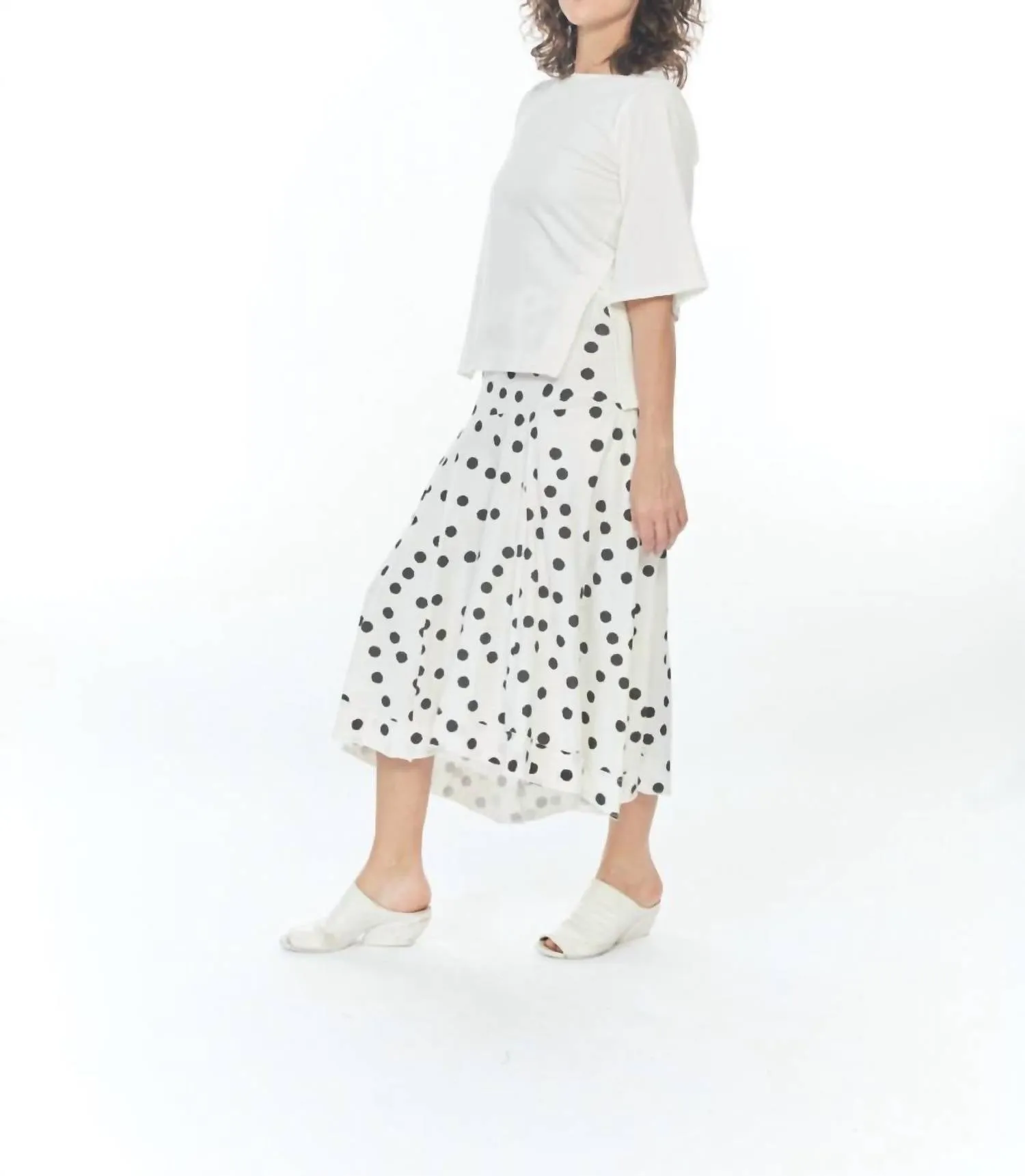 Payton Polka Dot Maxi Skirt In Ivory Mini Dots