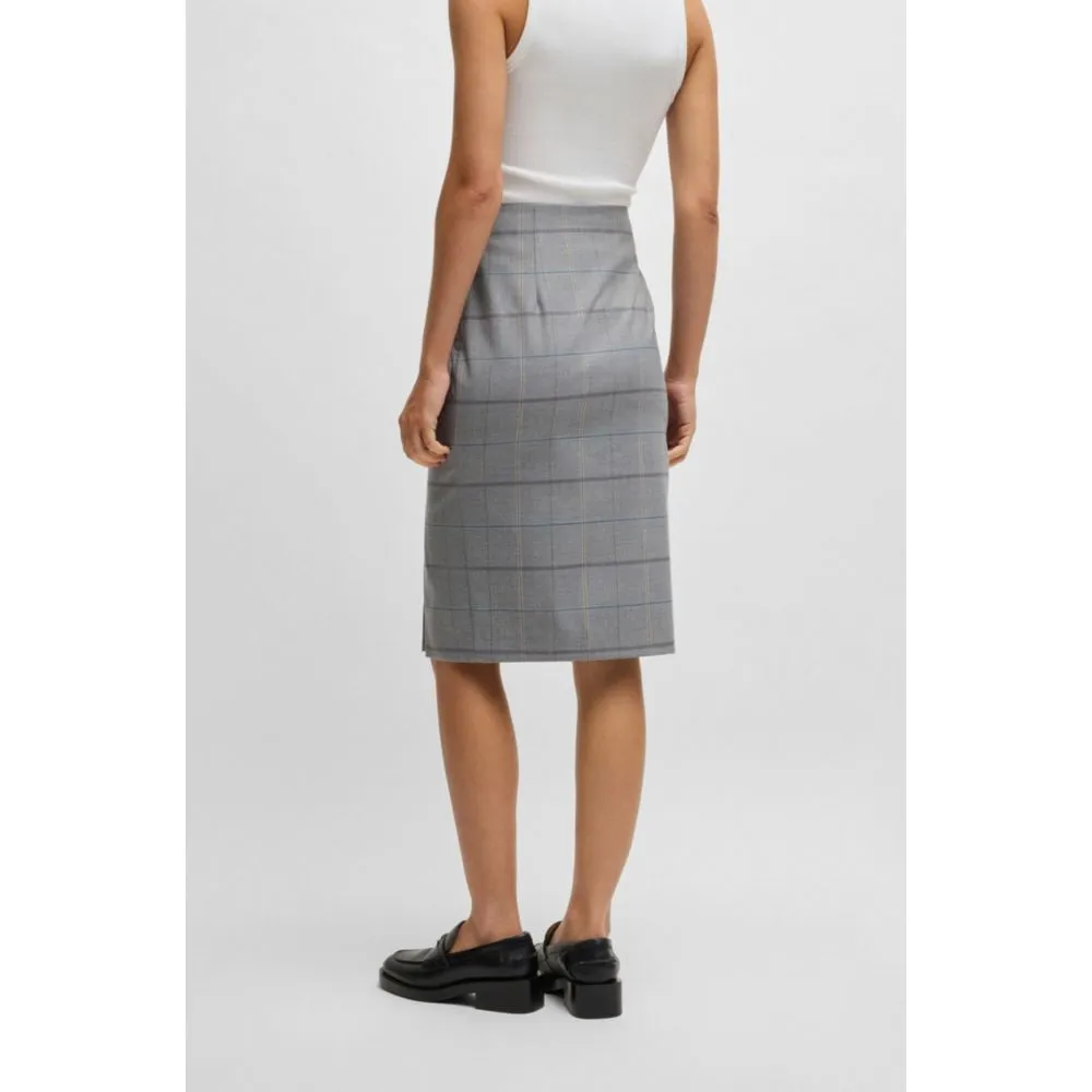 Pencil skirt in checked stretch fabric