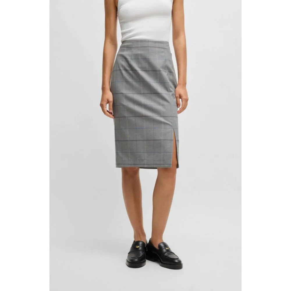 Pencil skirt in checked stretch fabric