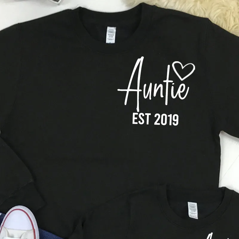 Personalised Auntie and Auntie's Bestie Mini Logo Black Sweatshirts (MRK X)