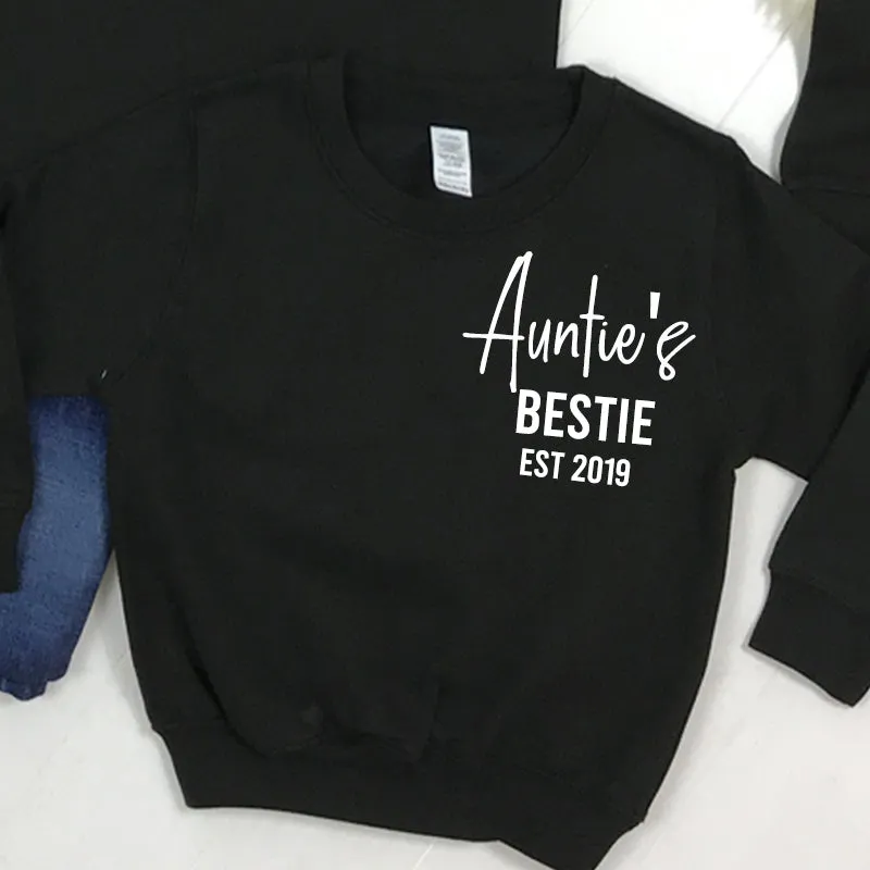 Personalised Auntie and Auntie's Bestie Mini Logo Black Sweatshirts (MRK X)
