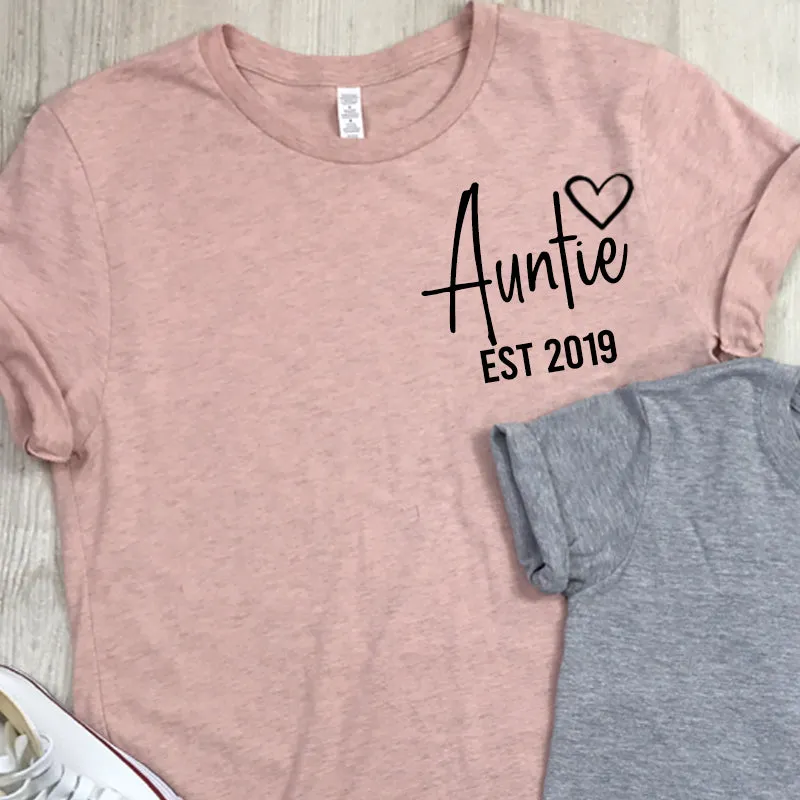 Personalised Auntie and Nephew Heart Established Mini Logo T-Shirts (MRK X)