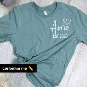 Personalised Auntie Established T-Shirt (MRK X) Auntie Clothing - trendy auntie clothes sale