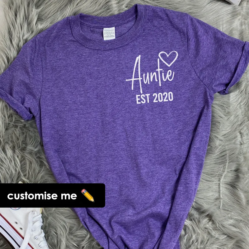 Personalised Auntie Established T-Shirt (MRK X)