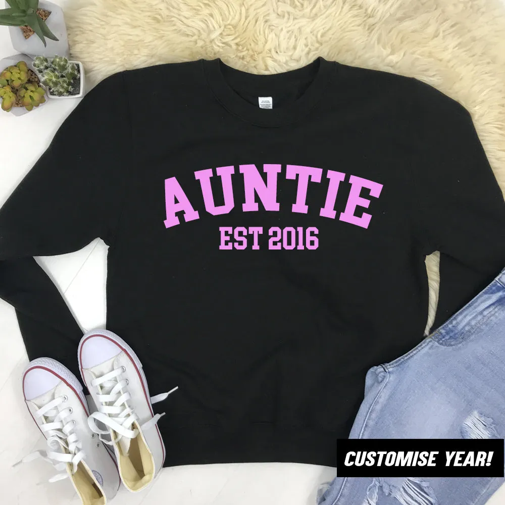 Personalised Auntie Established Varsity Sweatshirts (MRK X) Auntie Clothing - auntie fashion outlet