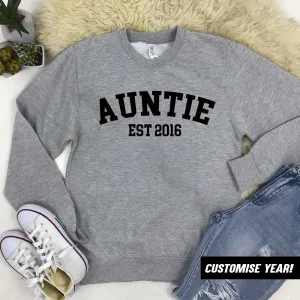 Personalised Auntie Established Varsity Sweatshirts (MRK X) Auntie Clothing - auntie fashion outlet