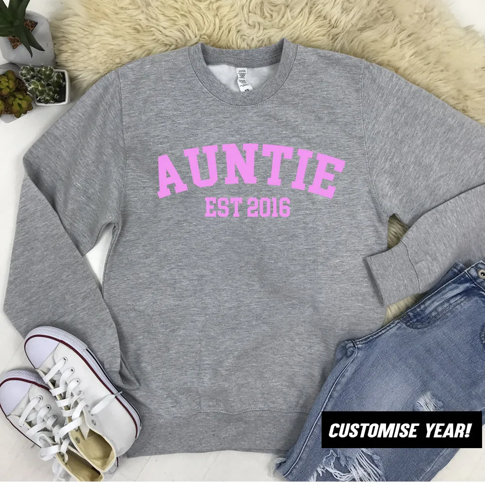 Personalised Auntie Established Varsity Sweatshirts (MRK X) Auntie Clothing - auntie fashion outlet