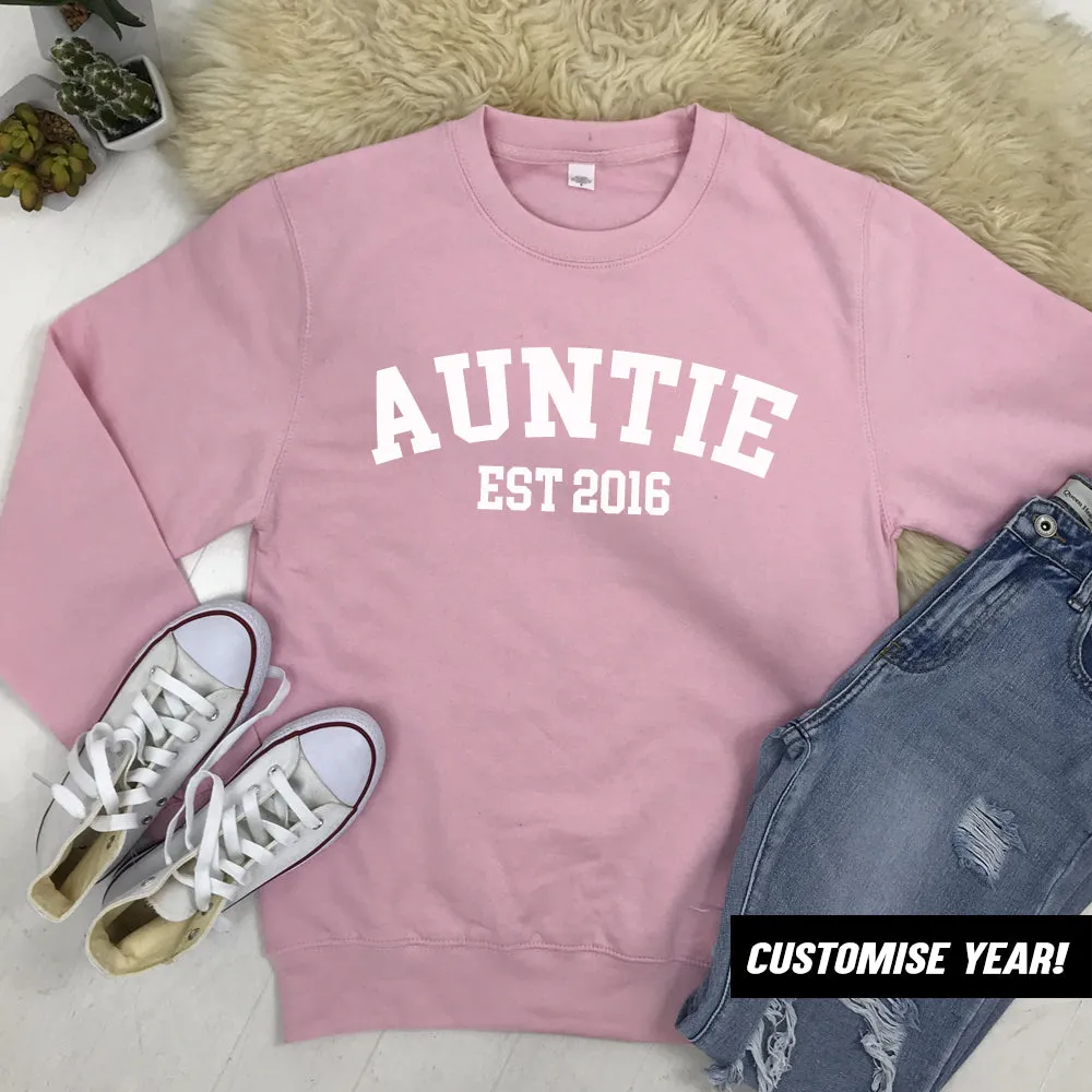 Personalised Auntie Established Varsity Sweatshirts (MRK X) Auntie Clothing - auntie fashion outlet