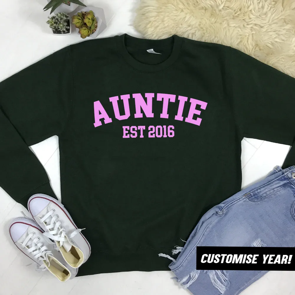 Personalised Auntie Established Varsity Sweatshirts (MRK X) Auntie Clothing - auntie fashion outlet